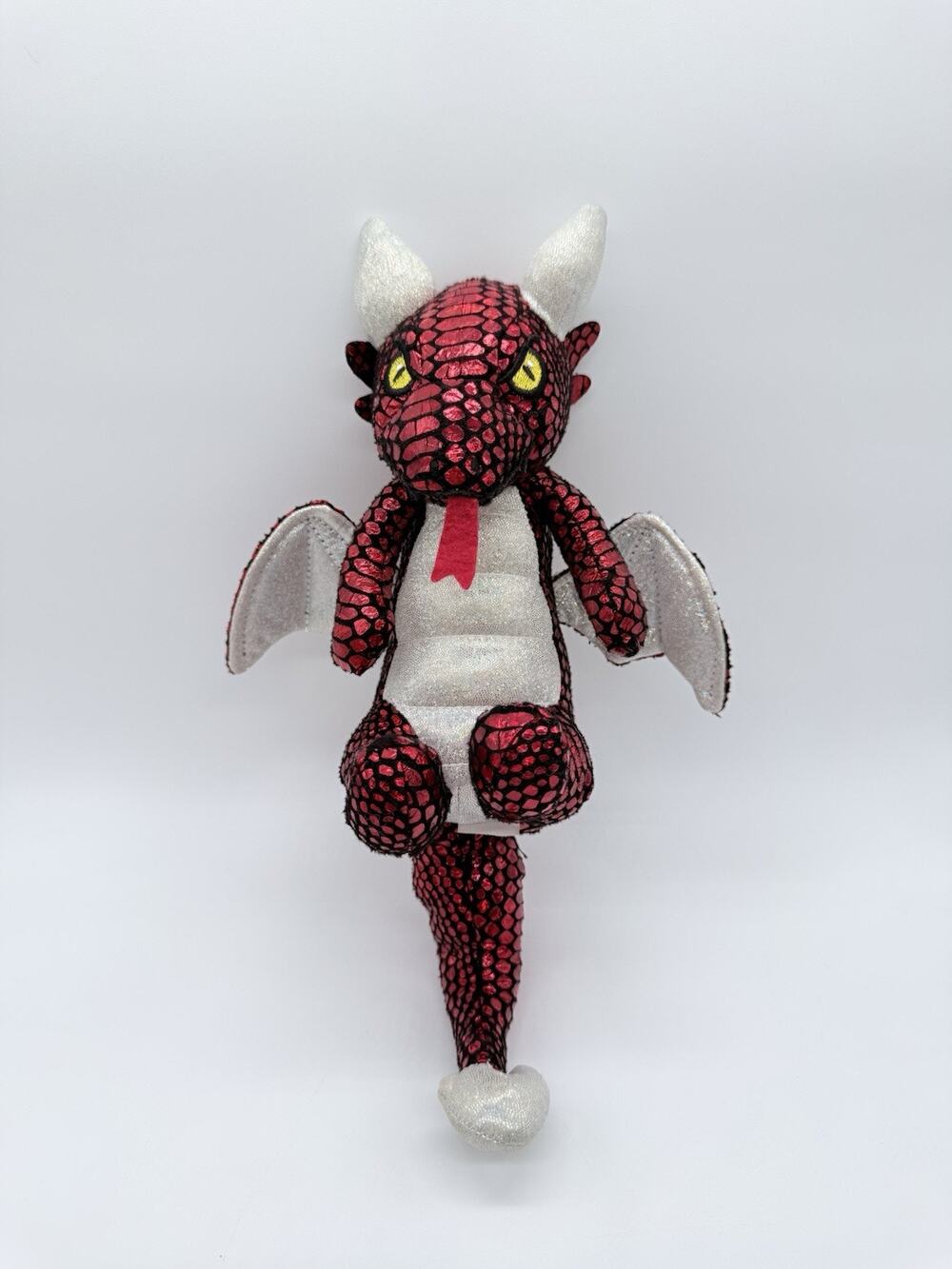 Nanco Red Winged Dragon Snake Scales Plush Toy Black Silver Iridescent 13" 2020